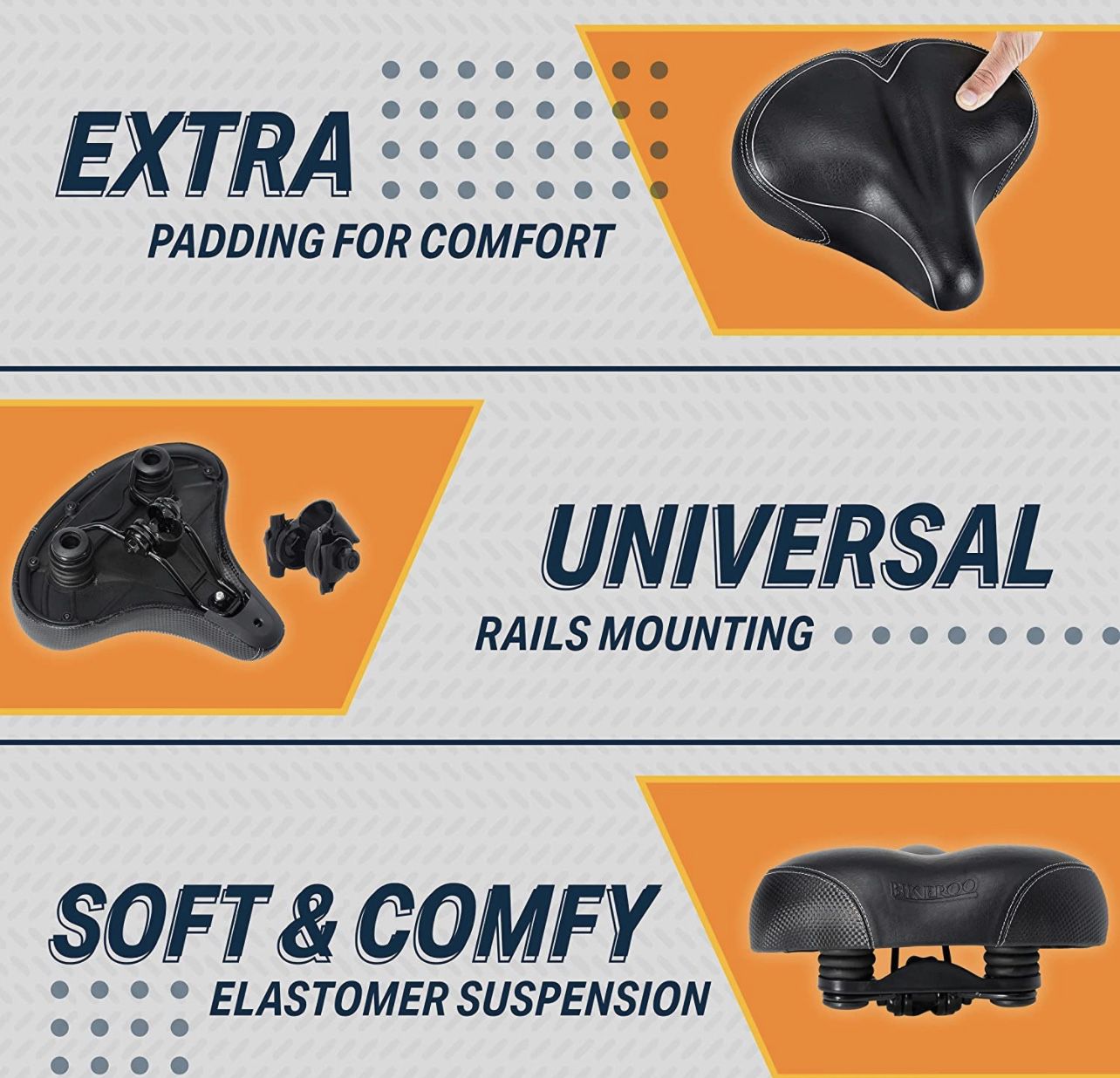 Oversized Bike Seat - Compatible with Peloton, Exercise or Road Bikes - Bicycle Saddle Replacement with Wide Cushion for Men & Womens Comfort