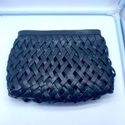 BALENCIAGA made in Paris black woven leather vintage clutch bag