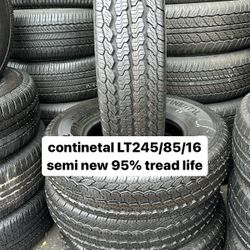 SET OF FOUR USED TIRES CONTINENTAL LT 245/85/16 CONTINENTAL 