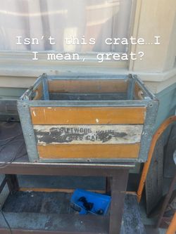 One great crate; Vintage 1964 Wood and Galvanized Metal Dairy Crate: