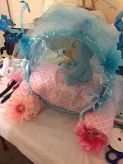Carriage baby gift , diaper cakes