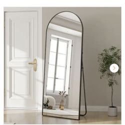 24 in. W x 65 in. H Arched Classic Black Aluminum Alloy Framed Oversized Full Length Mirror Floor Mirror