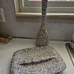 Vintage Vase. Pebble Finish 15 In Tall W Matching Large Ash Tray