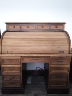 Vintage 17 drawer roll top desk
