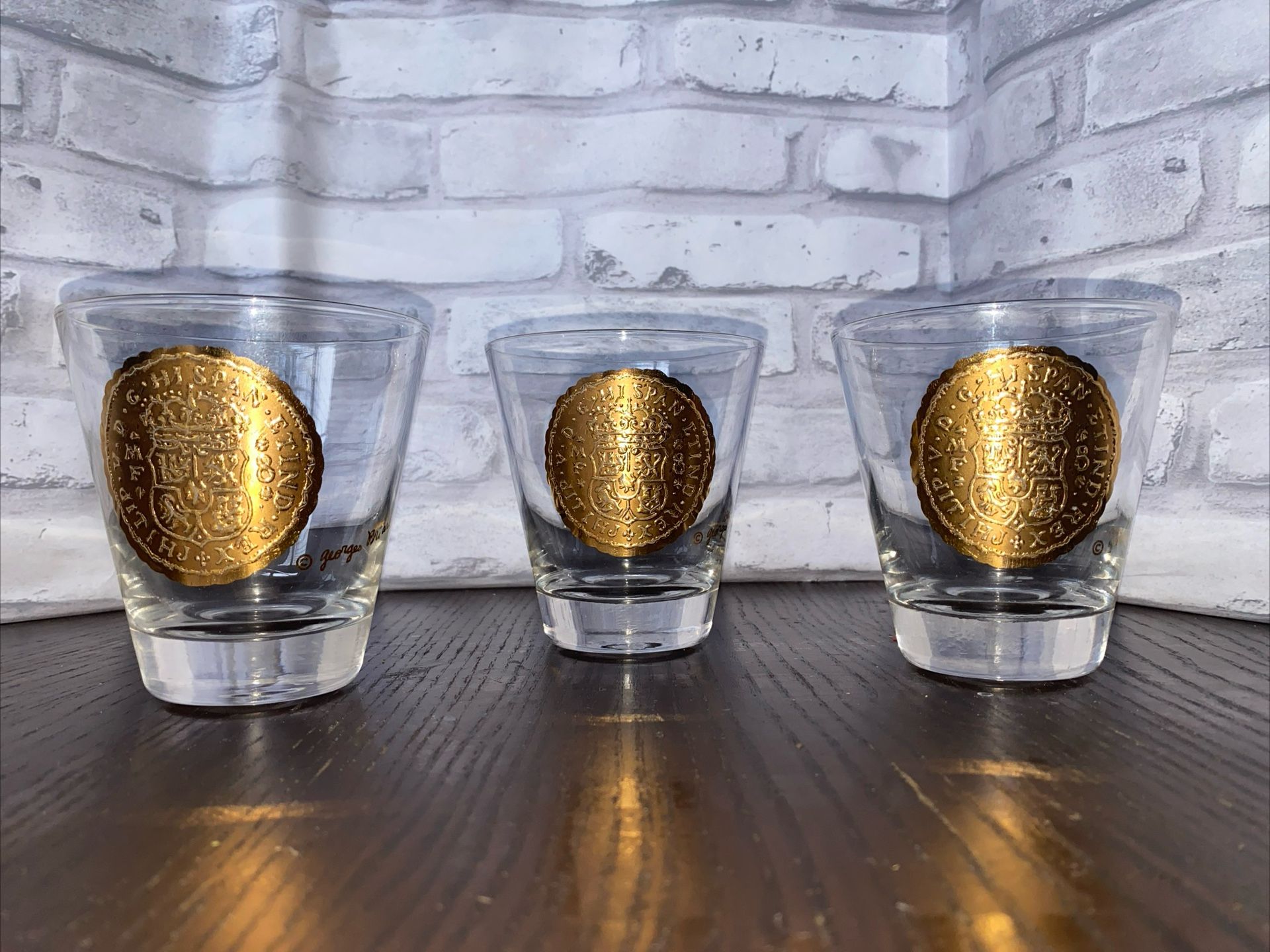 Georges Briard Gold Signed Cocktail Glasses 