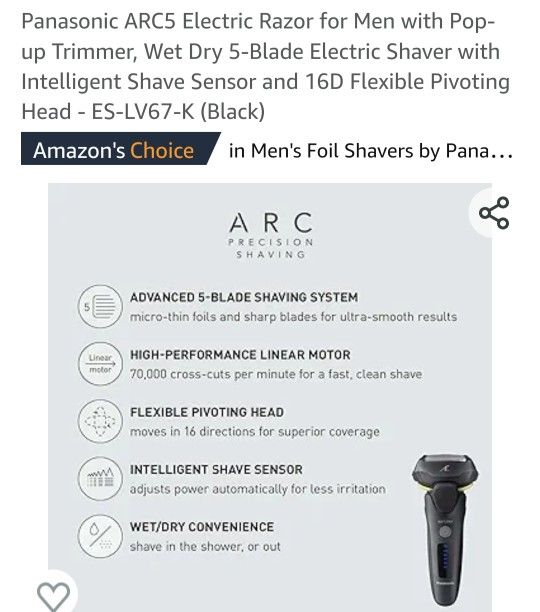 PANASONIC ES LV67 RAZOR FOR NAN POP WET DRY 5 BLADE TRIMMER