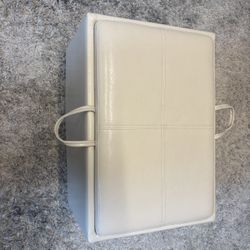 Accent Storage Ottoman Ivory Faux Leather