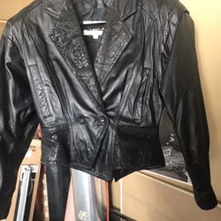 Woman’s leather jacket made by China Size Small