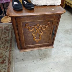 Antique Tiger Oak End Table 
