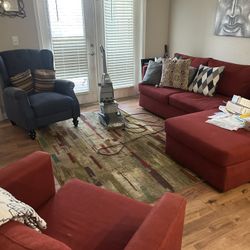 Living Room Sectional And Matching Swivel Chair 