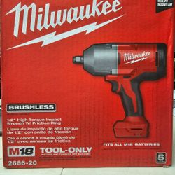 Milwaukee 2666-20 M18 18V 1/2" High Torque Cordless Impact Wrench (Brand New!!!