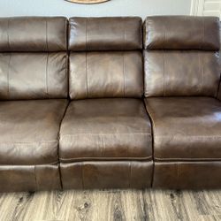 Leather Recliner Couch and Love Seat Set