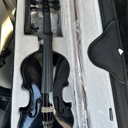 4/4 Full Size Black Violin with New Bow, Digital Tuner, Shoulder Rest, Extra Strings $150 Firm