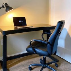 Black Adjustable Temple Glass Table 