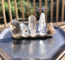 Super 7, Faden, Brandberg, Herkimer & Smokey Quartz Crystals Lot Of 5