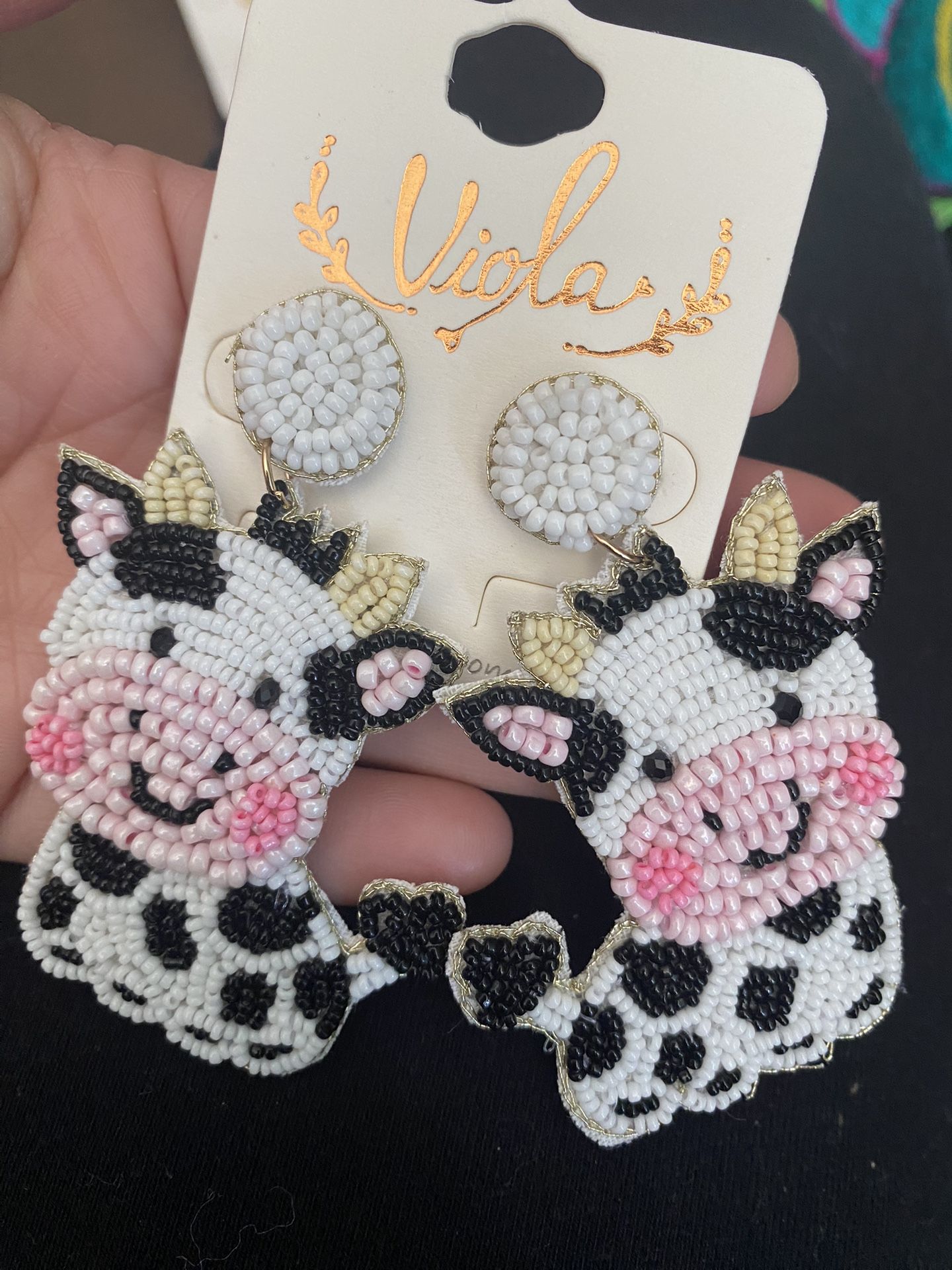 Cow Beaded Earrings 