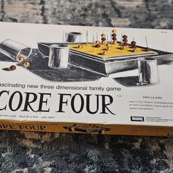 1971 Score Four Vintage Three Dimensional Family Board Game 100% Complete 