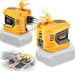 Brandnew 2PCS Real 200W Power Inverter for DeWalt, LIVOWALNY DC 20V to AC 110-120V Battery Inverter, Portable Battery Adapter Phone Charger Converter 
