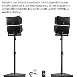 Brand-New Pro Tech 6000 Pa/Dj System Bluetooth