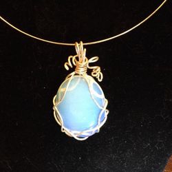 Opal/Opallite Hand Crafted Wire Wrapped Necklace