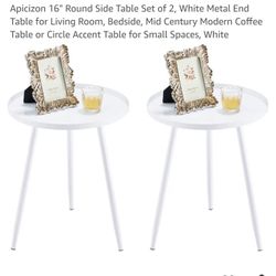 White Metal End Tables Set Of 2