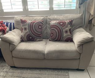 Tan beige loveseat sofa microfiber couch