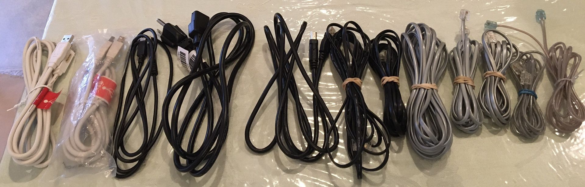 Electronics- USB and telephone cables