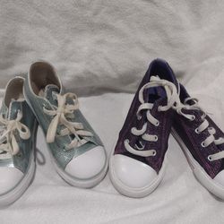 Little Girls Converse Size 10 In Good Used Condition