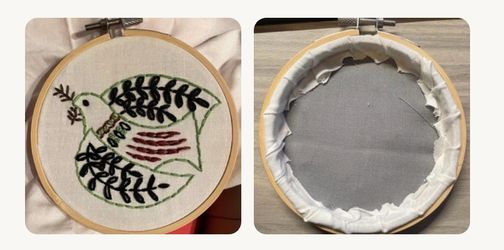 Finished Embroidery Hoop Art – Turtle Dove Design