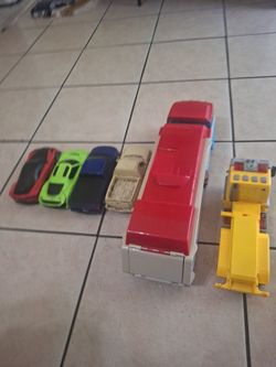 Toy Vehicle Lot with Car Carrier Truck