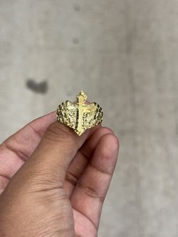 14k 925 Yellow Gold Single Cross Nugget Ring