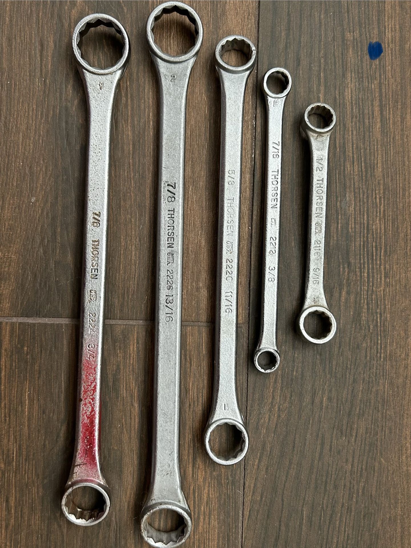 Vintage Thorsen 5 Piece Long Box Wrench Set 