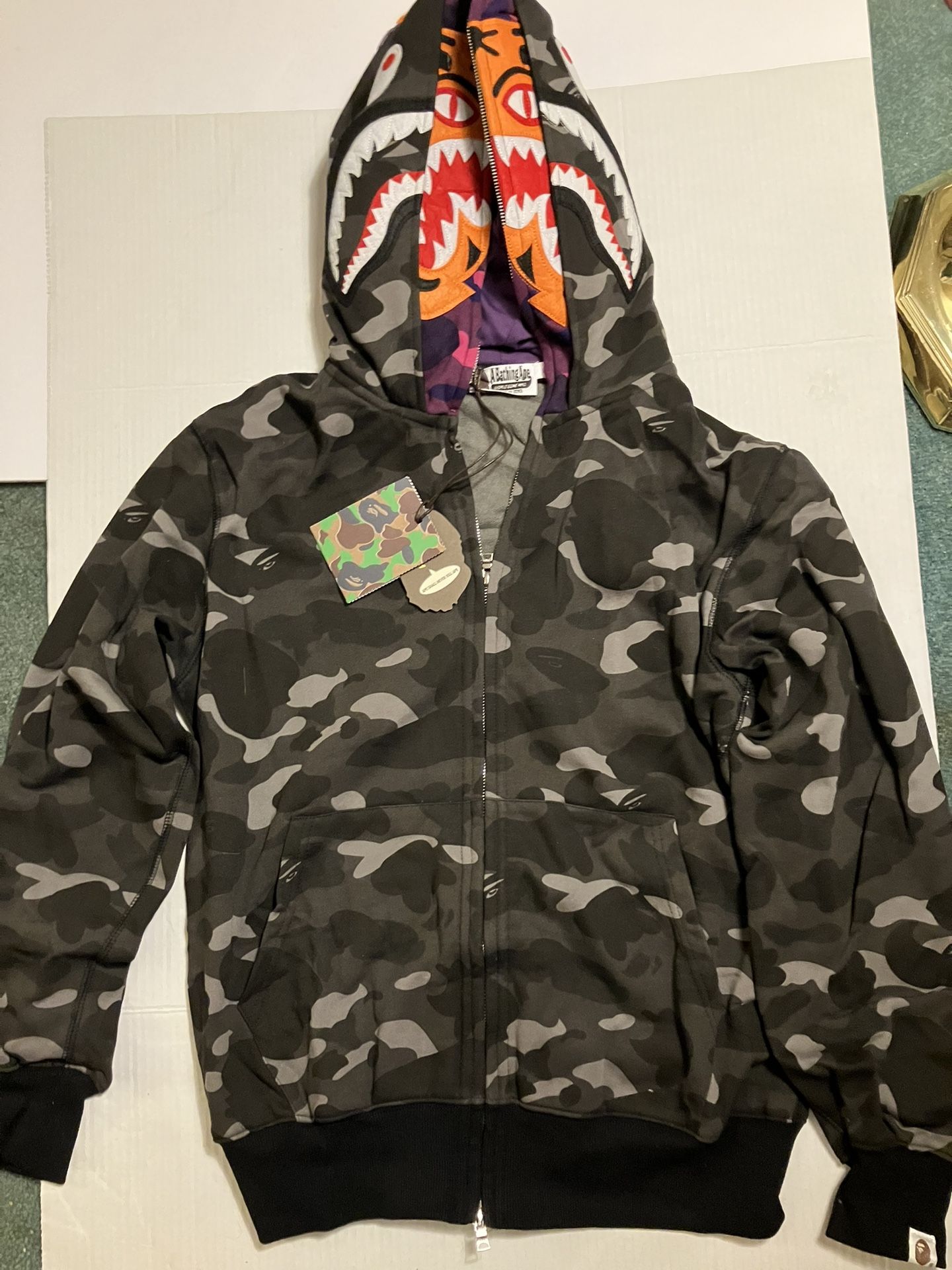 BAPE DOUBLE ZIPPED SHARK HOODY