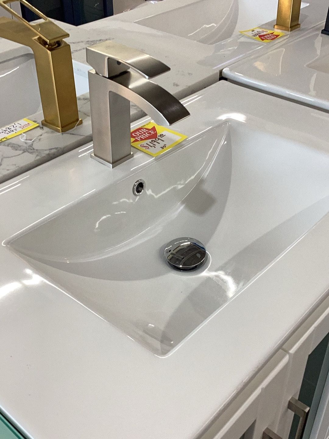 36” Left Offset Bathroom Vanity Fully Assembled Solid Wood Quartz Top Ready For Pick Up