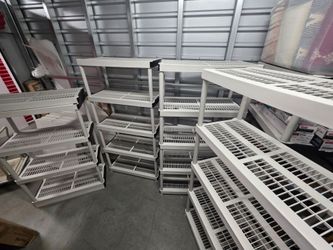 $140 for all, Lot of 4 HDX 5-Tier Storage shelving units.