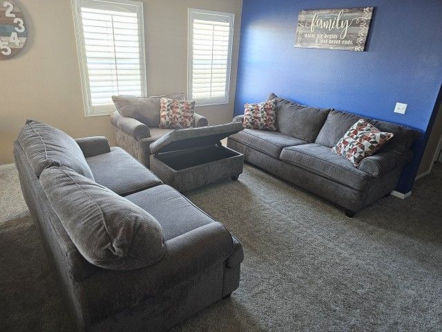 4 Piece Living Room Set - Brown