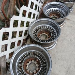 13X7 MC LEAN WIRE WHEELS!! 5 LUG 4.75/ 5.00!! NO CAPS!!! 475$