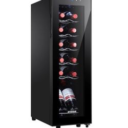 12 Bottle Compressor Wine Cooler Refrigerator, Small Freestanding Wine Fridge for Red, White and Champagne, Mini Fridge with 40-66F Digital Temperatur