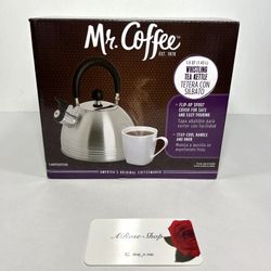 Mr. Coffee Carterton 1.5 QT Stainless Steel Whistling Tea Kettle