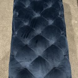 Velvet Accent Ottoman Tufted Bench Or Decorative Accent In Blue 