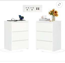 Homfa 3 Drawers Nightstand Set of 2.