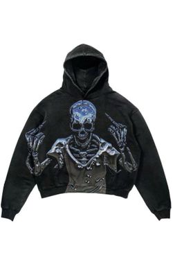 NEW !! Obenie Halloween Y2K Hoodie Gothic Casual Alphabet Blast Print Pattern Skull Fashion Hoodie Men Harajuku Men Clothing