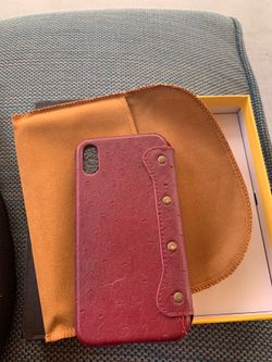 iPhone X Burgundy Leather Phone Case Wallet
