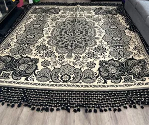 VINTAGE WOVEN JACQUARD COVERLET BEDSPREAD / ACCENT AREA RUG