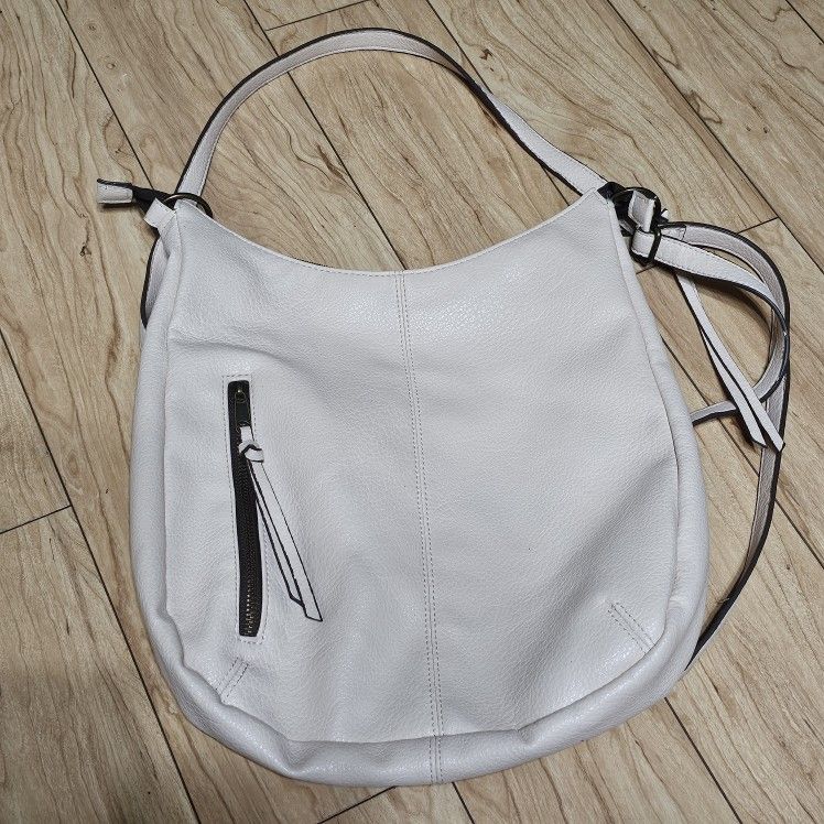 2-in-1 Convertible Purse Backpack Beige Pre-Owned w Pockets & Zipper