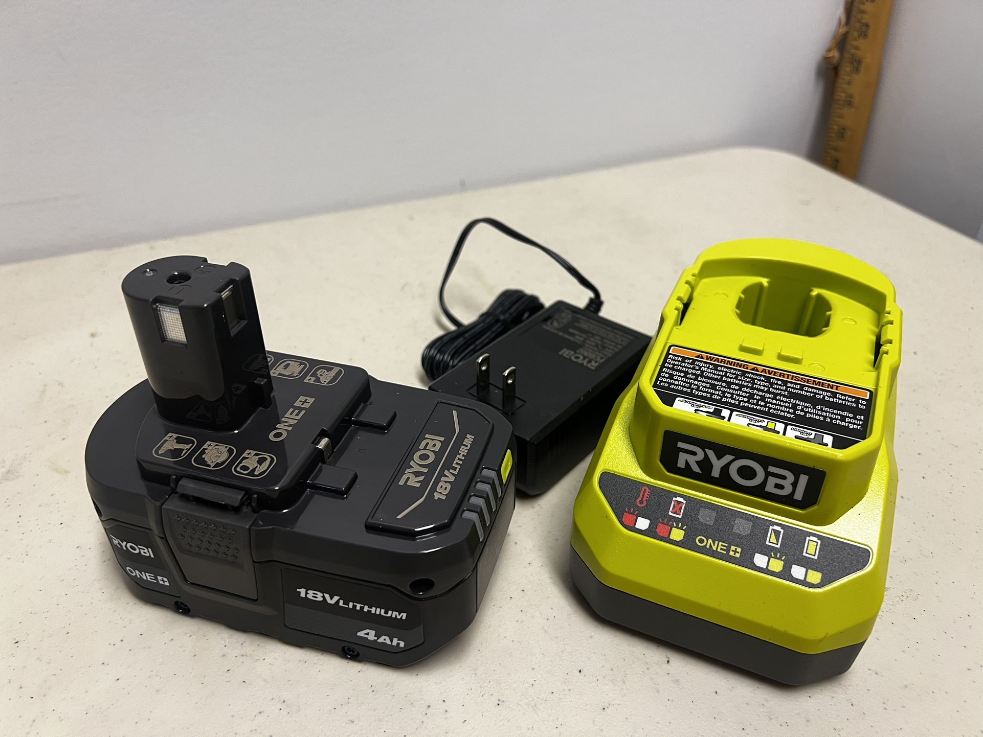 New Ryobi 18V Lithium Ion One+ 4.0 Ah High Capacity Battery And Charger New