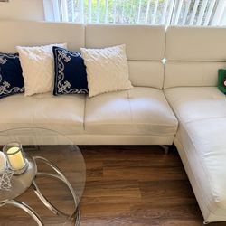 White L-Shaped Sectional Sofa – Used