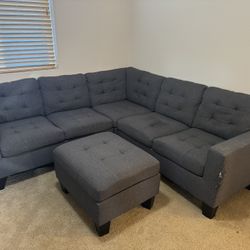 Grey Sectional With Ottoman