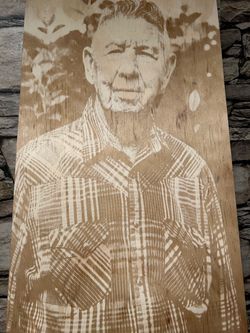 Custom Portrait Engraved on Wood Plank