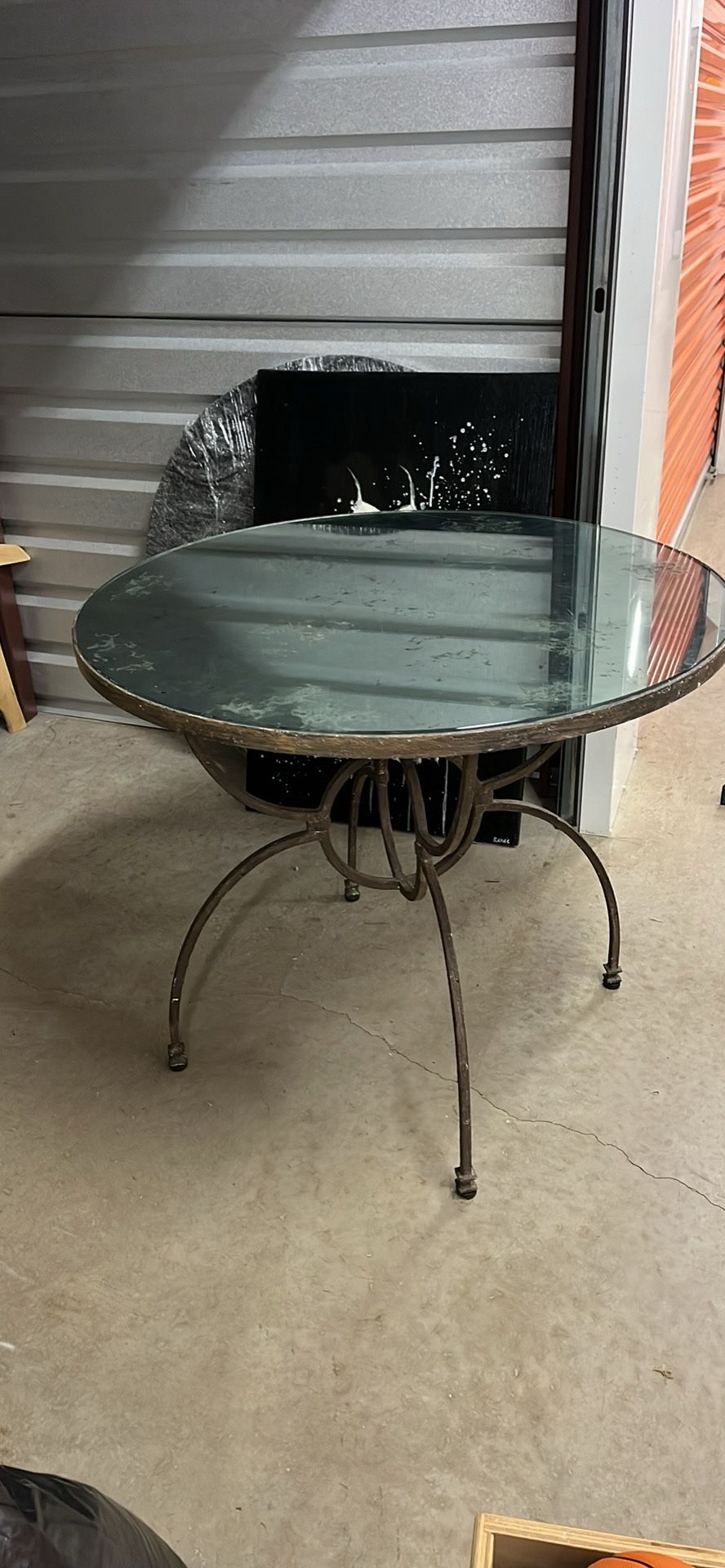 Antique Iron Glass Side Table